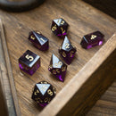 Mystic Violet Resin DND Dice Set - Bards & Cards