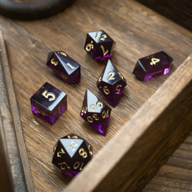 Mystic Violet Resin DND Dice Set - Bards & Cards