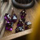 Mystic Violet Resin DND Dice Set - Bards & Cards