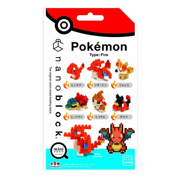 Nanoblock: Mininano Series: Pokemon (Fire Type) Set 1 Box of 6 - Bards & Cards