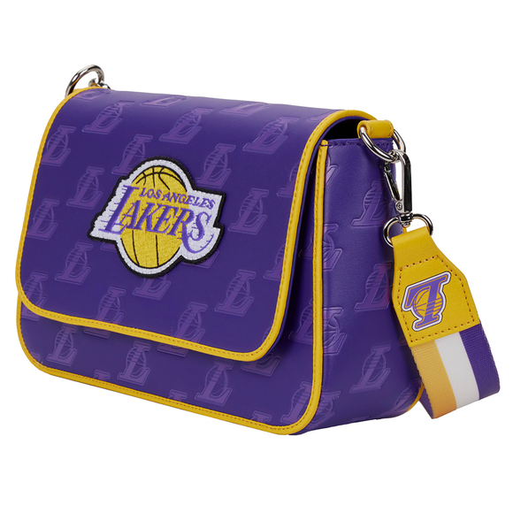 Loungefly: NBA LA Lakers Debossed Logo Cross Body Bag - Bards & Cards