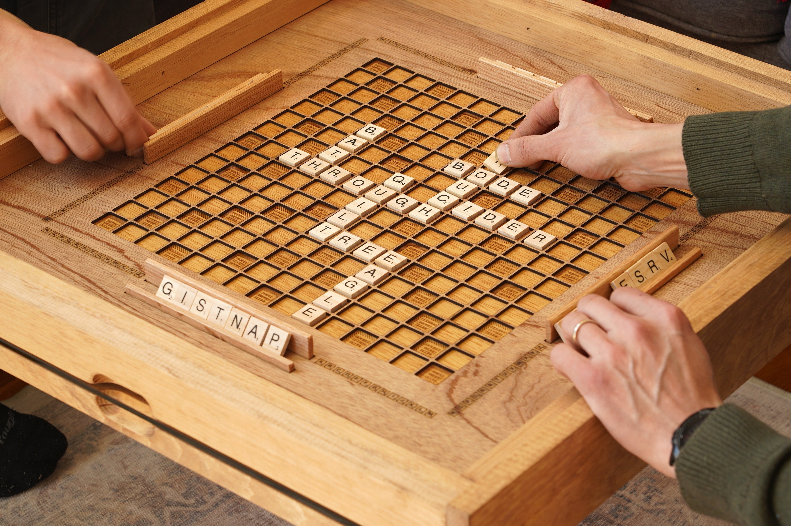 Rustic Scrabble Coffee Table with removable top - letter tiles included - 0