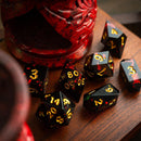 Night Blood Handmade Resin DND Dice Set - Bards & Cards
