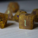 Orange Halloween Pumpkin Inked Lightning Cracked Glass DND Dice Set - Bards & Cards
