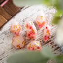Pink Blossom Handmade Resin DND Dice Set - Bards & Cards