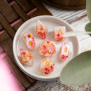 Pink Blossom Handmade Resin DND Dice Set - Bards & Cards