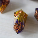 Purple And Gold Handmade Resin DND Dice Set - Bards & Cards