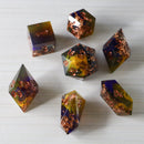 Purple And Gold Handmade Resin DND Dice Set - Bards & Cards