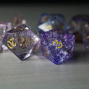 Purple Cloud Forge Fire Glass DND Dice Set - Bards & Cards