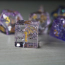 Purple Cloud Forge Fire Glass DND Dice Set - Bards & Cards