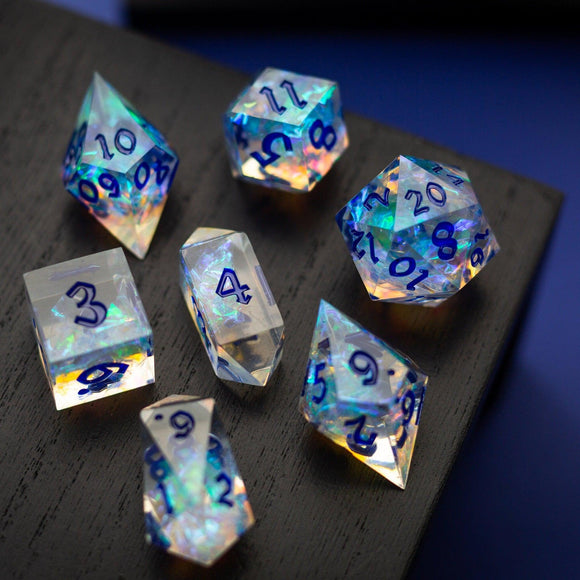 Purple Energy Handmade Resin DND Dice Set - Bards & Cards