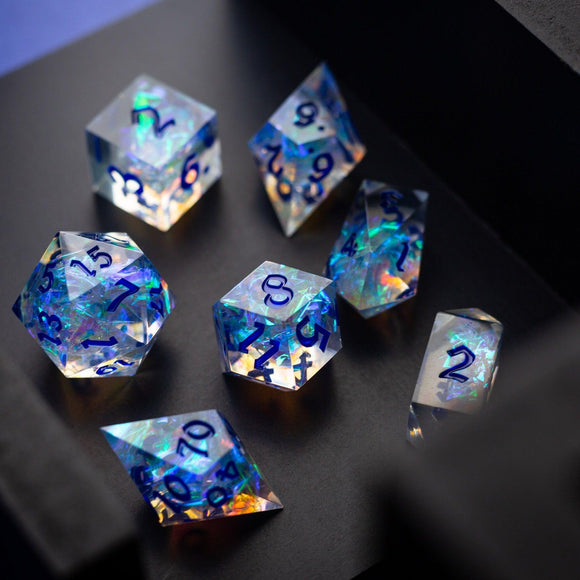 Purple Energy Handmade Resin DND Dice Set - Bards & Cards