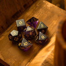 Purple Gemstone Amethyst DND Dice Set - Bards & Cards