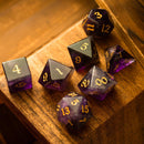 Purple Gemstone Amethyst DND Dice Set - Bards & Cards