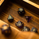 Purple Gemstone Amethyst DND Dice Set - Bards & Cards