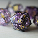Purple Purge Forge Fire Glass DND Dice Set - Bards & Cards