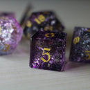 Purple Purge Forge Fire Glass DND Dice Set - Bards & Cards