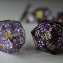 Purple Purge Forge Fire Glass DND Dice Set - Bards & Cards