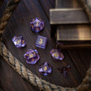 Purple Zircon Glass Hand Carved DND Dice Set - Bards & Cards