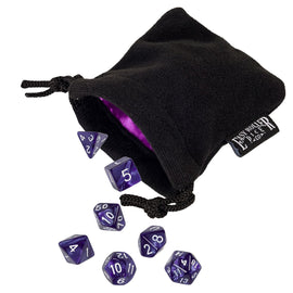 Purple Marbled Dice - 7 Piece Set with Bag - Bards & Cards