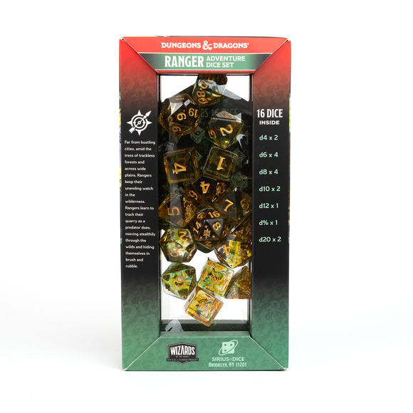 D&D Adventure Dice Set - Ranger Edition | Multi-Color 16pc Collection - Bards & Cards