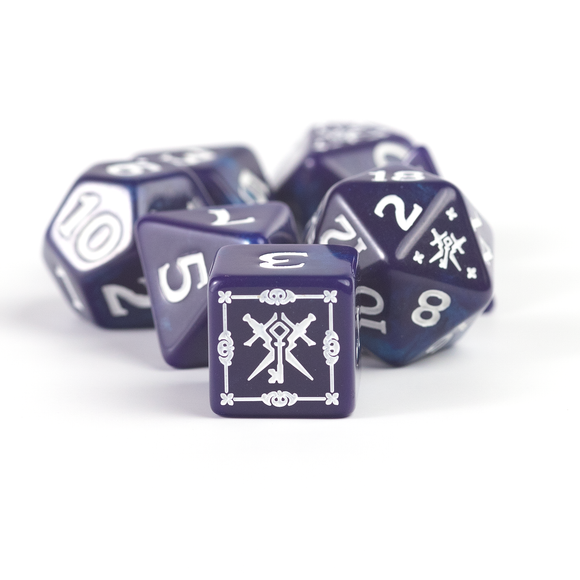 D&D Adventure Dice Set - Rogue Edition | Purple 15pc Collection - Bards & Cards