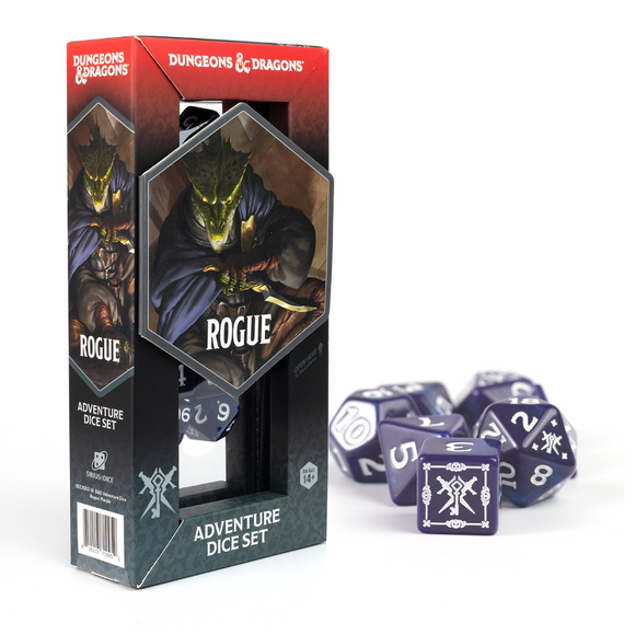 D&D Adventure Dice Set - Rogue Edition | Purple 15pc Collection - Bards & Cards