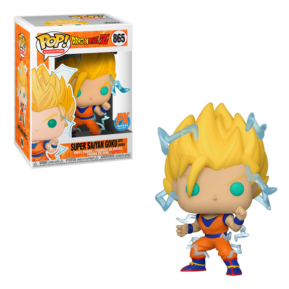 Funko POP! Dragon Ball Z - Super Saiyan Goku (With Energy) Vinyl Figure #865 Preview Exclusives (PX) [READ DESCRIPTION] - Bards & Cards