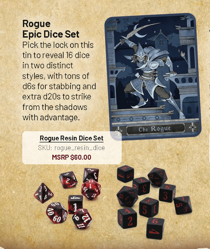 Epic Character Class Dice Set: The Rogue - Bards & Cards