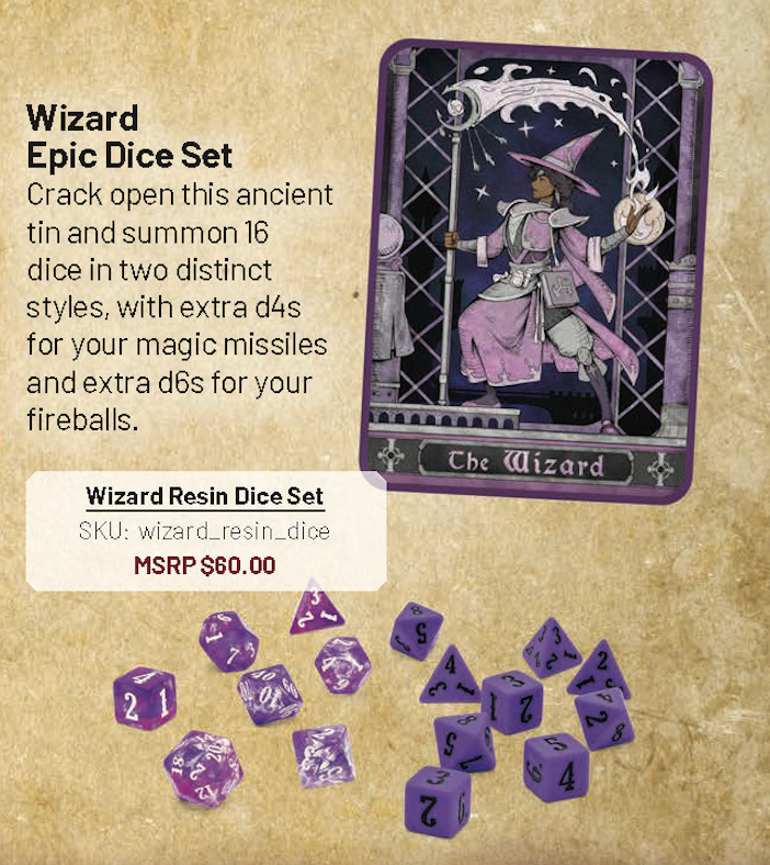 Epic Character Class Dice Set: The Wizard - Bards & Cards