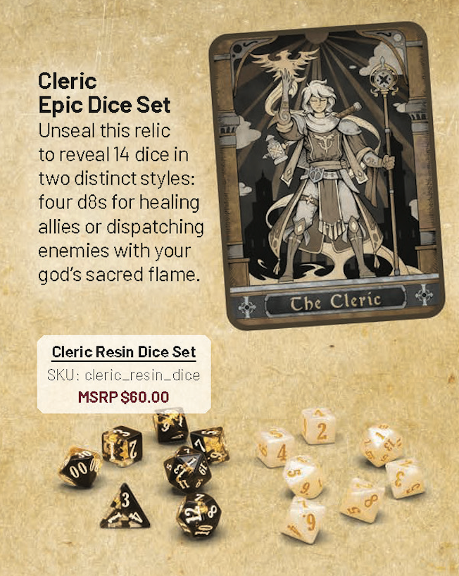 Epic Character Class Dice Set: The Cleric - Bards & Cards