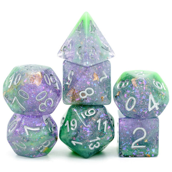 Green & Purple Seabed Treasure Dice Set - Bards & Cards
