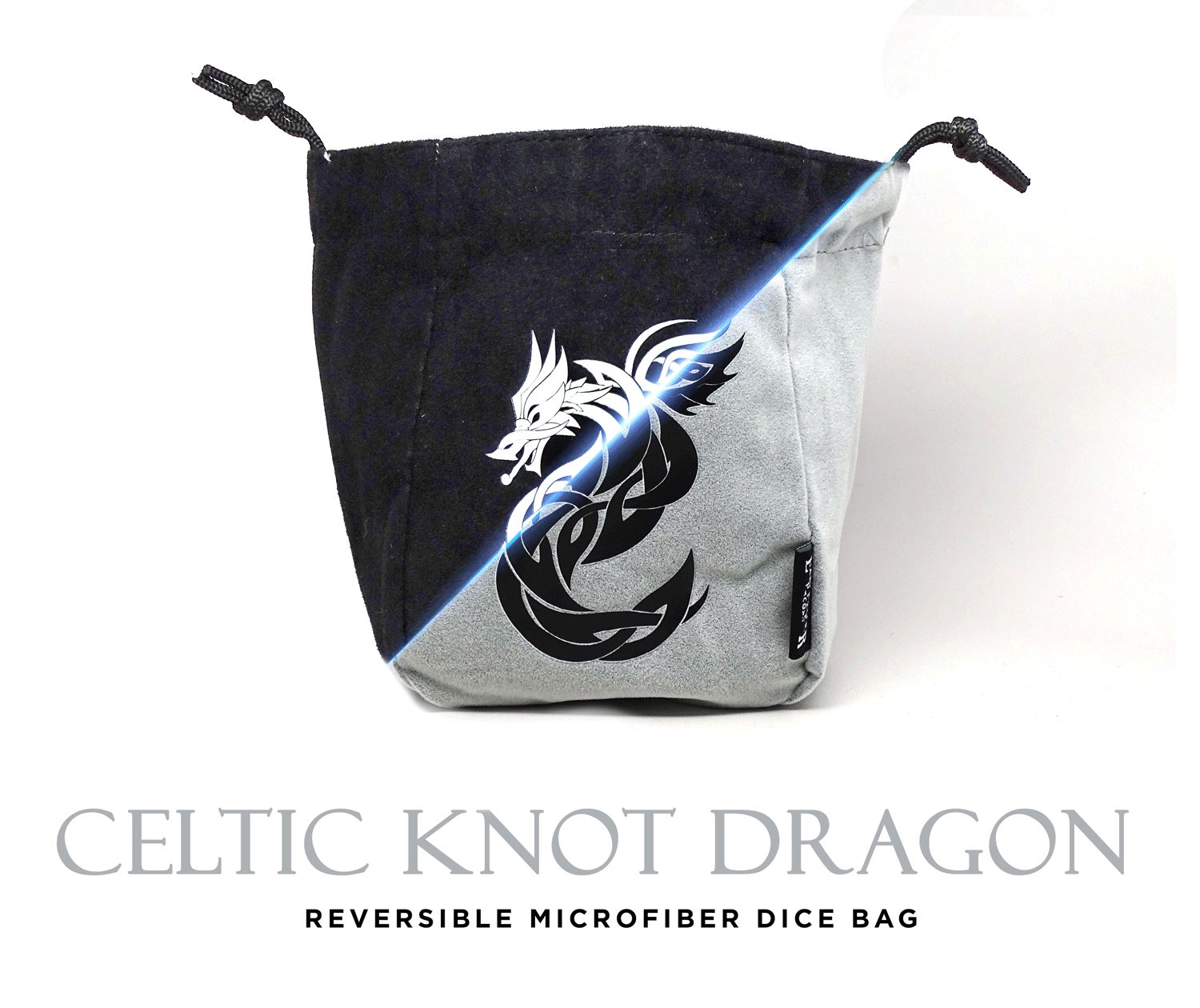 Celtic Knot Dragon Reversible Microfiber Self-Standing Large Dice Bag - Bards & Cards