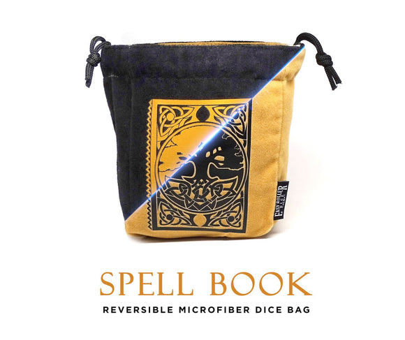 Spell Book Reversible Microfiber Self-Standing Large Dice Bag - Bards & Cards