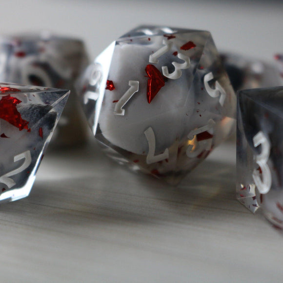 Smoke And Blood Handmade Resin DND Dice Set - Bards & Cards