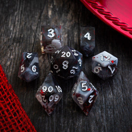 Smoke And Blood Handmade Resin DND Dice Set - Bards & Cards