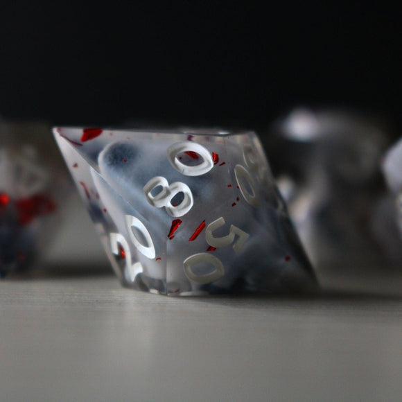 Smoke And Blood Handmade Resin DND Dice Set - Bards & Cards