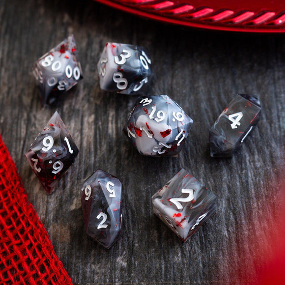 Smoke And Blood Handmade Resin DND Dice Set - Bards & Cards