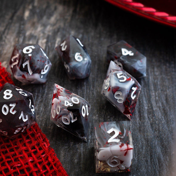Smoke And Blood Handmade Resin DND Dice Set - Bards & Cards