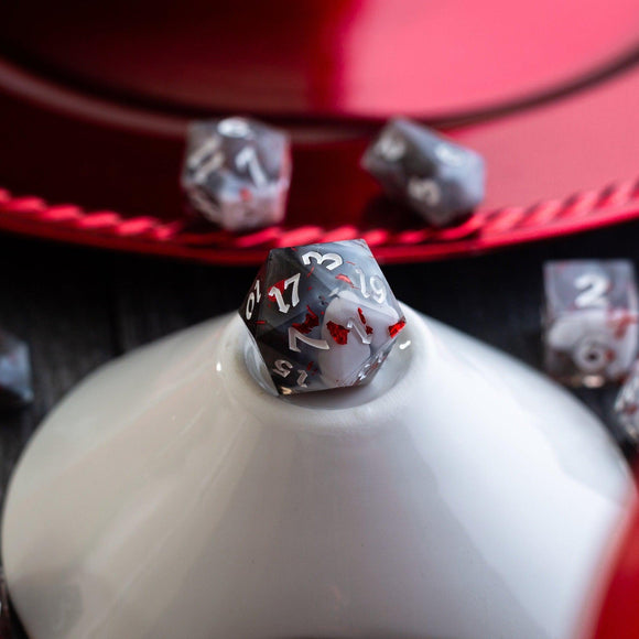 Smoke And Blood Handmade Resin DND Dice Set - Bards & Cards