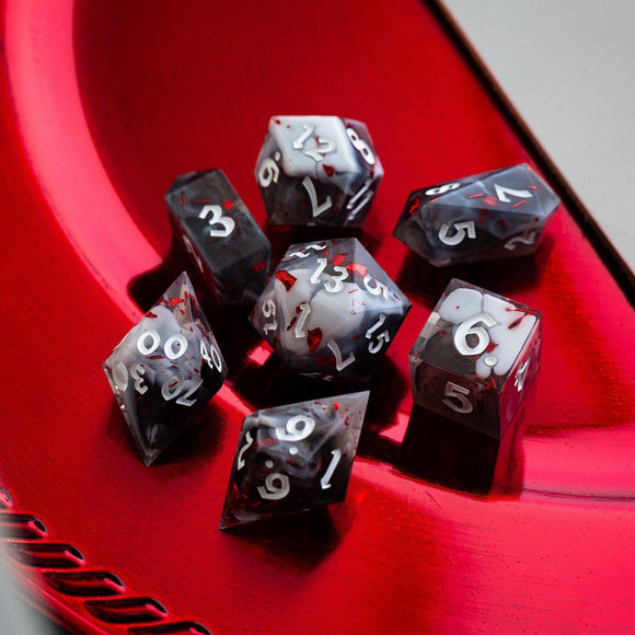 Smoke And Blood Handmade Resin DND Dice Set - Bards & Cards