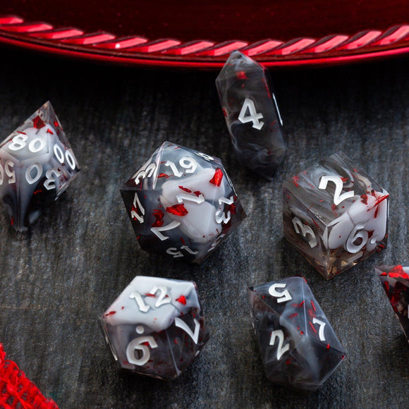 Smoke And Blood Handmade Resin DND Dice Set - Bards & Cards