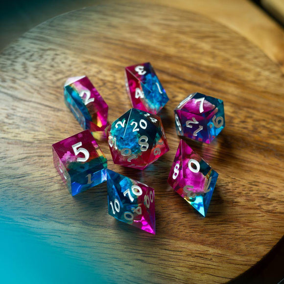 Starlit Rift Resin DND Dice Set - Bards & Cards