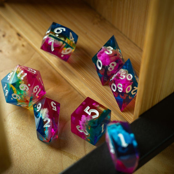 Starlit Rift Resin DND Dice Set - Bards & Cards