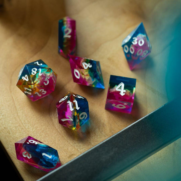Starlit Rift Resin DND Dice Set - Bards & Cards