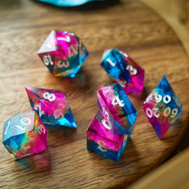 Starlit Rift Resin DND Dice Set - Bards & Cards