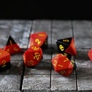 Synthetic Gemstone Two Tone Red/Black Hand Carved DND Dice Set - Bards & Cards