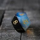 Synthetic Gemstone Two Tone White/Black Hand Carved DND Dice Set - Bards & Cards