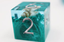 Sharp Edge Resin RPG Dice Set - Teal Coral & Sea Snail - Bards & Cards