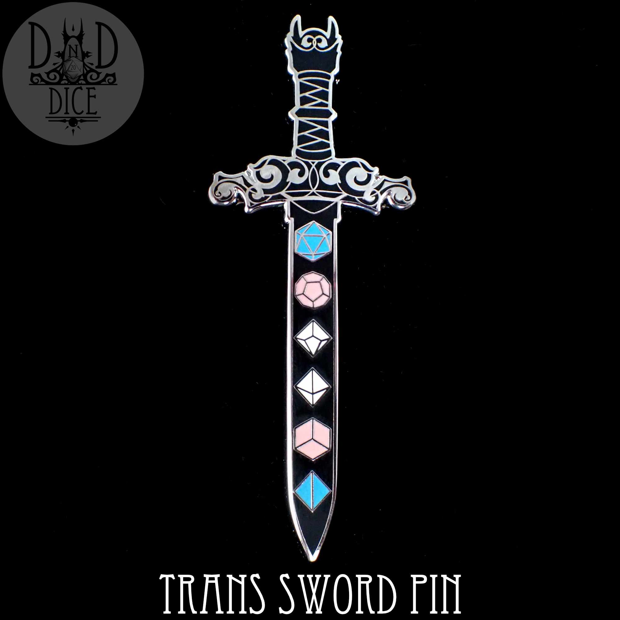 Trans Sword Enamel Pin - Bards & Cards